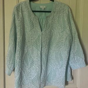 J. Jill Sea glass Leaf-Print Tunic Top